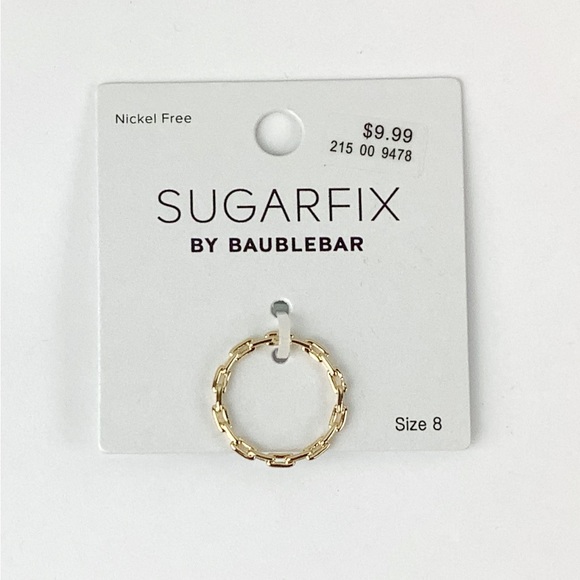 SUGARFIX by BaubleBar Gold Link Chain Ring NWT - Size 8 - Picture 1 of 3